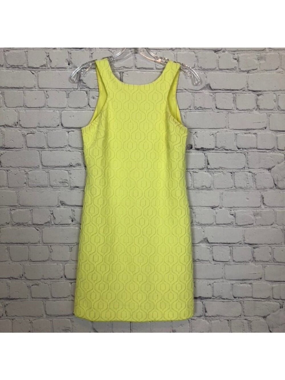 Lilly Pulitzer Yellow Mango Shift Dress Size XS Jacquard Retro Knit